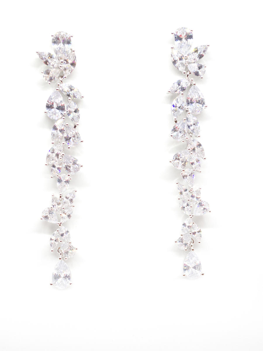 DS BRIDAL    DAE SUNG . - Scattered Long Cubic Zirconia Drop Earrings