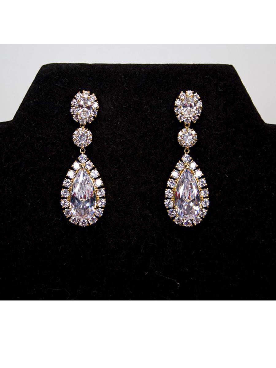 DS BRIDAL    DAE SUNG . - Large Tear Drop Cubic Zirconia Earring