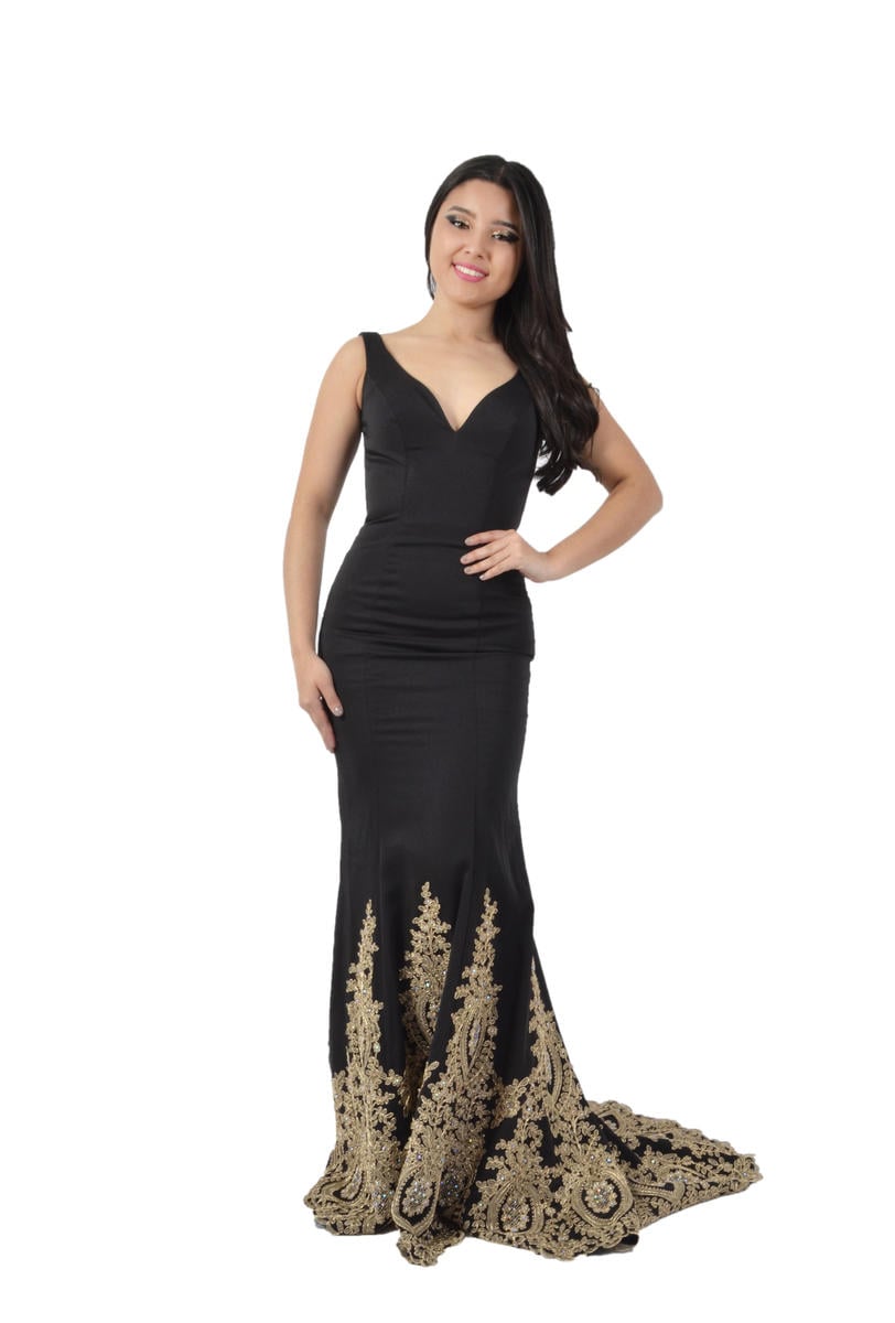 EJS  Couture - Satin Gown Tank Metallic Embroidered sc
