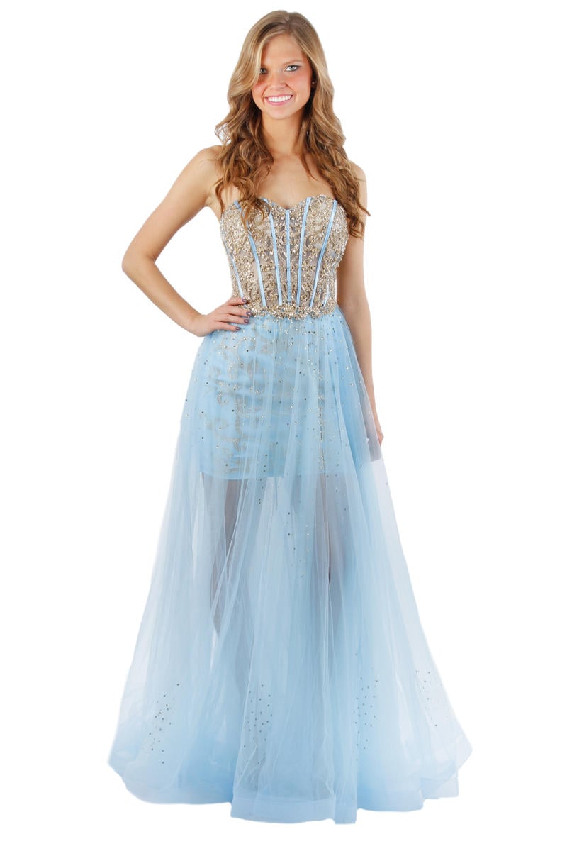 EJS  Couture - Mesh High Low Gown Overlay 17322