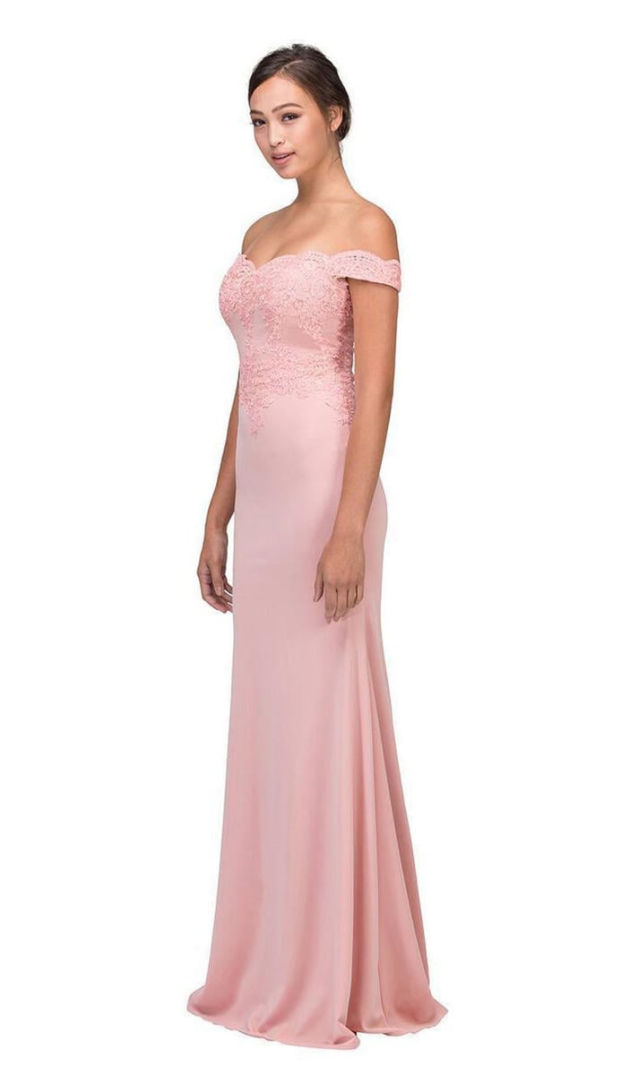 Fashion Eureka - Embroidered Off-the-Shoulder Jersey Gown
