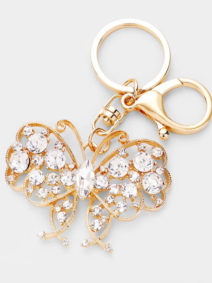 WONA TRADING INC - Marquise Round Crystal Butterfly Key Chain