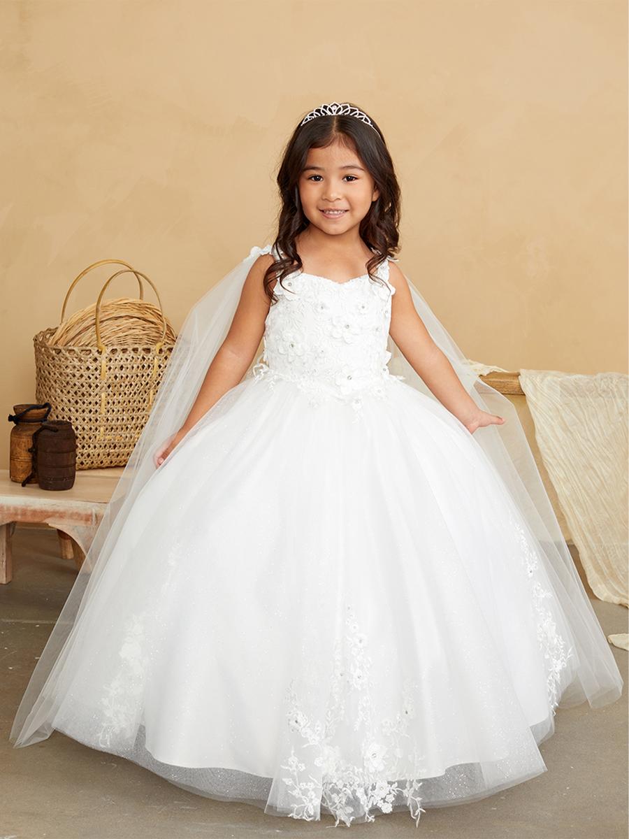 TIP TOP childrens - Glitter Tulle 3D Floral Bodice Dress with Cape 7040
