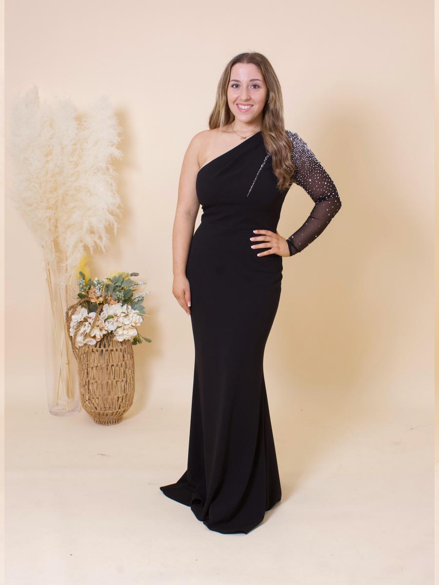 Betsy & Adam, Ltd. - One Shoulder Long Sleeve Gown A25996