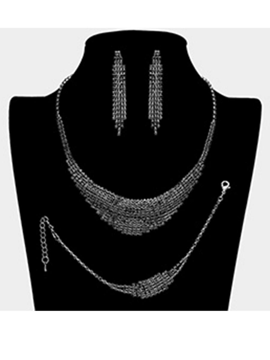 WONA TRADING INC - 3PCS - Rhinestone Pave Necklace Jewelry Set RN72-20267