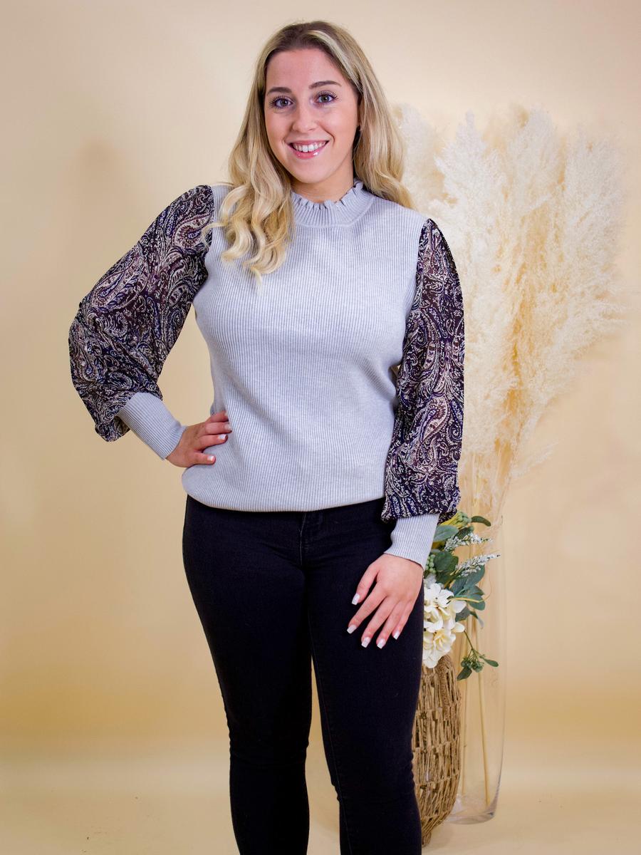 Esmaralda - Knit Sweater-Print Sleeves 13442