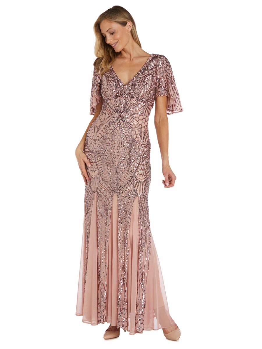 NIGHTWAY - V-Neckline Sequin Gown 22139