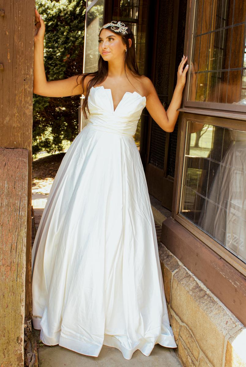 Dave and Johnny - Pleated Neckline Bridal Gown