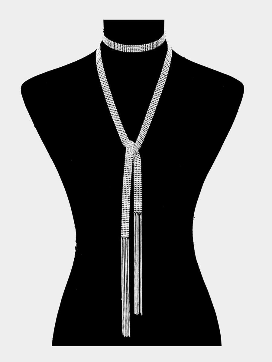 WONA TRADING INC - Embellished Rhinestone Long Necklace