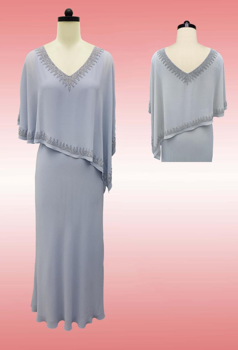 JKARA - Jersey Mock Top Open Short Sleeve Gown 5296DB