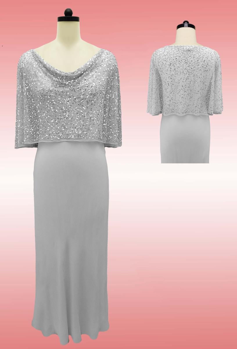 JKARA - Jersey Beaded Mock Top Long Sleeve Gown 5348SL
