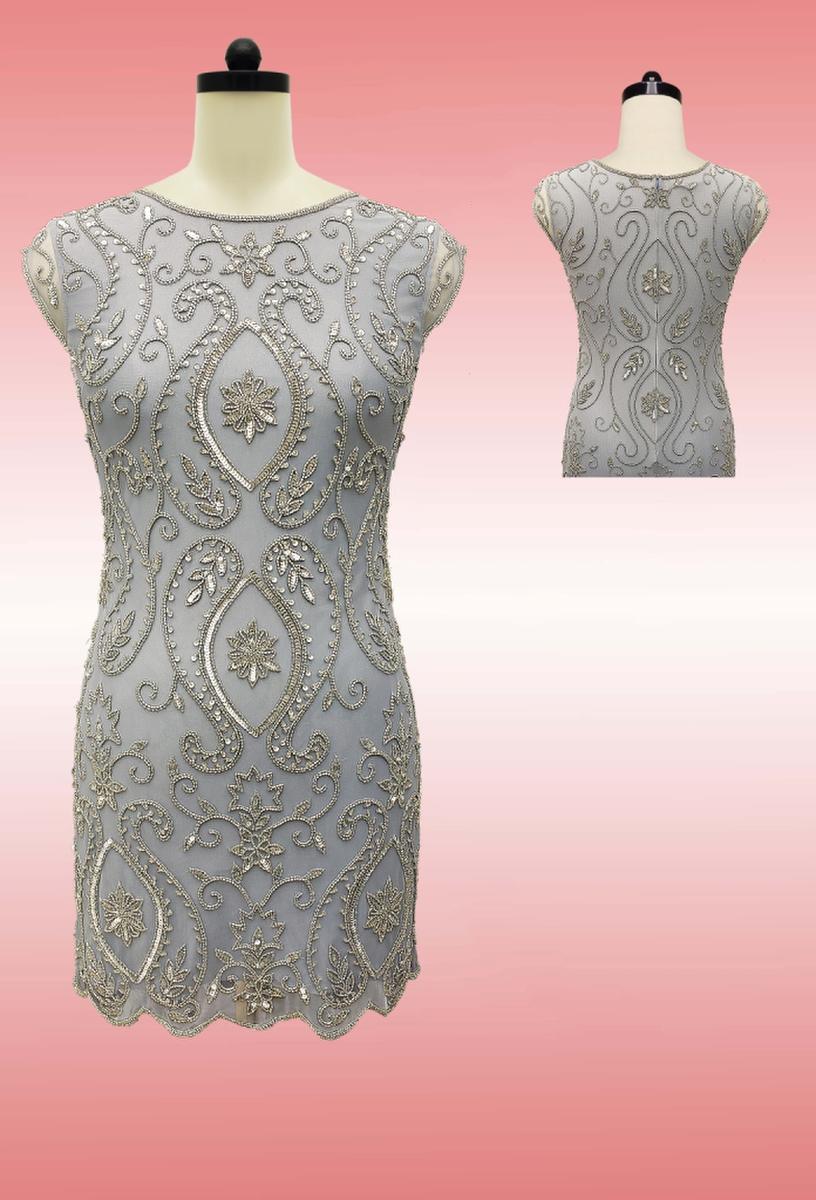 JKARA - Mesh Beaded Short Sleeve Dress 5497SB