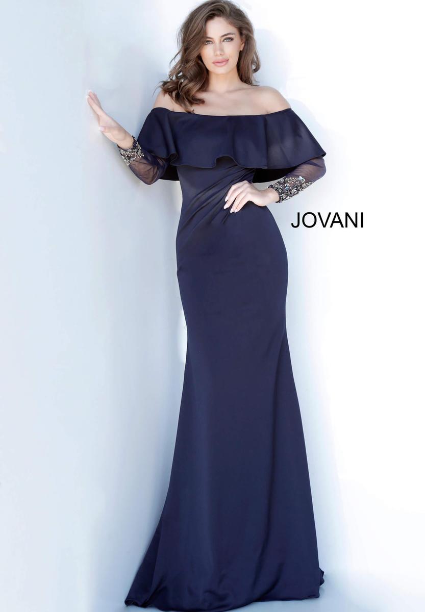 Jovani - Long Sleeve Gown-Bead Cuff 1152A
