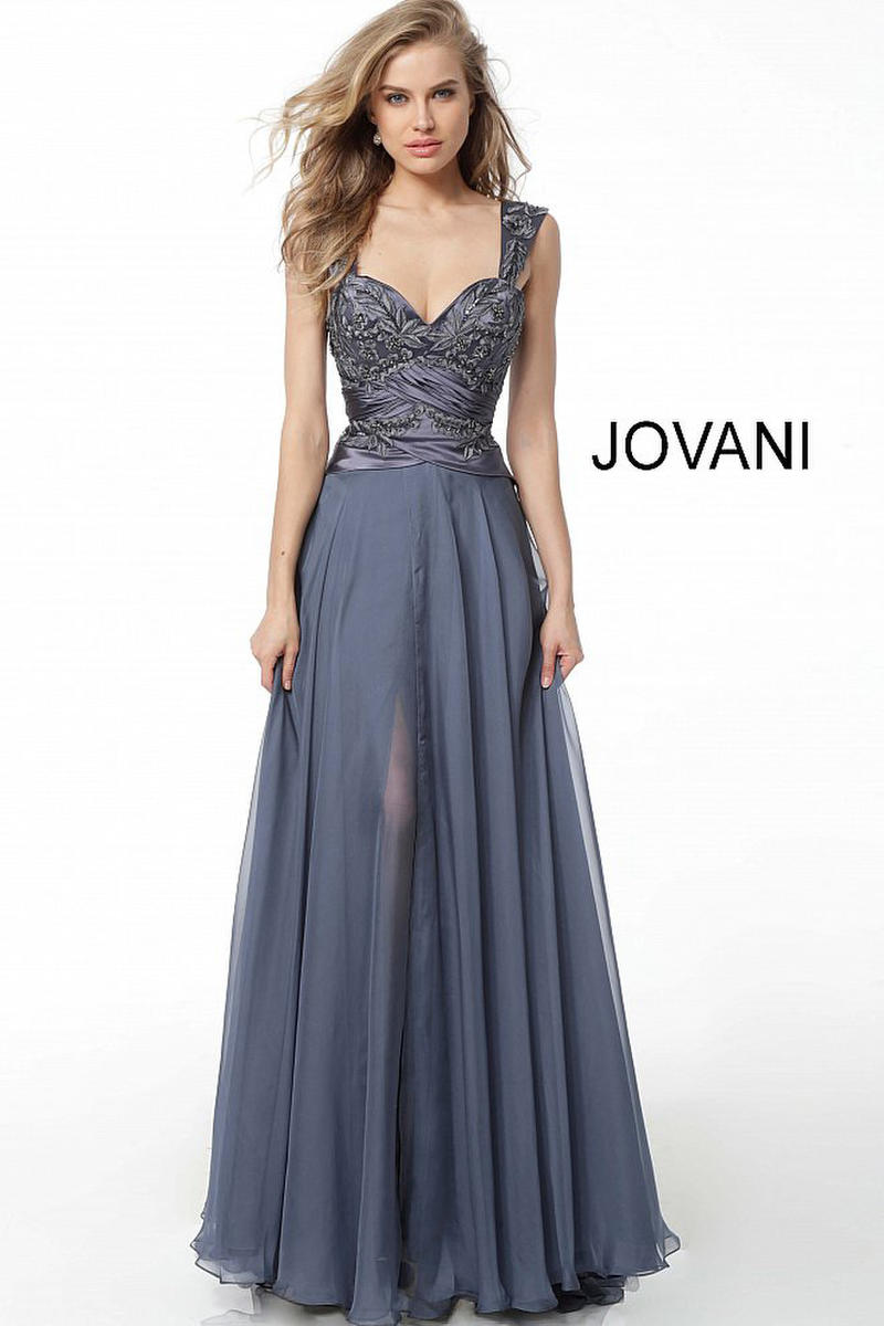 Jovani - Chiffon Gown Embroidered Beaded Bodice