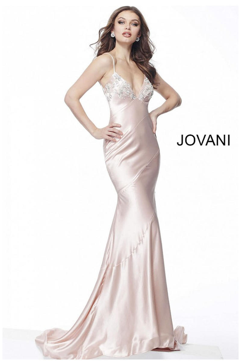 Jovani - Silk Gown Beaded Bodice Low Back