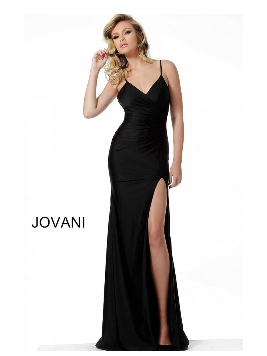 Jovani - Spaghetti Strap Satin Gown