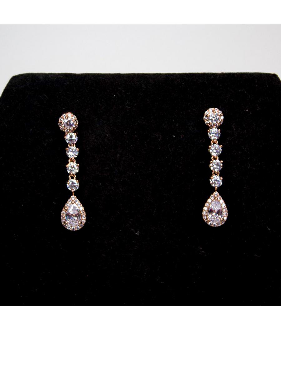 White Gem Design USA - Cubic Zirconia Circle And Tear Drop Earring