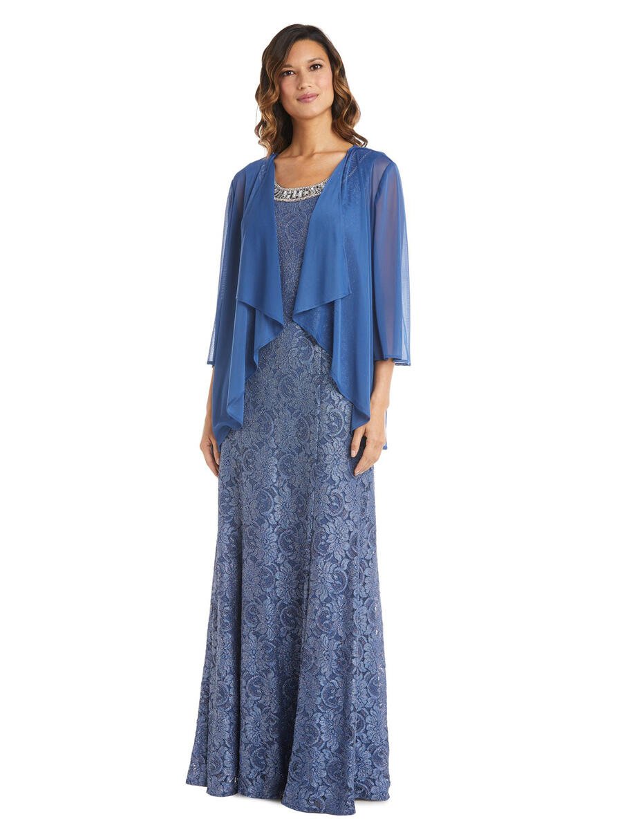 R & M Richards - Two Piece Lace Gown Chiffon Jacket