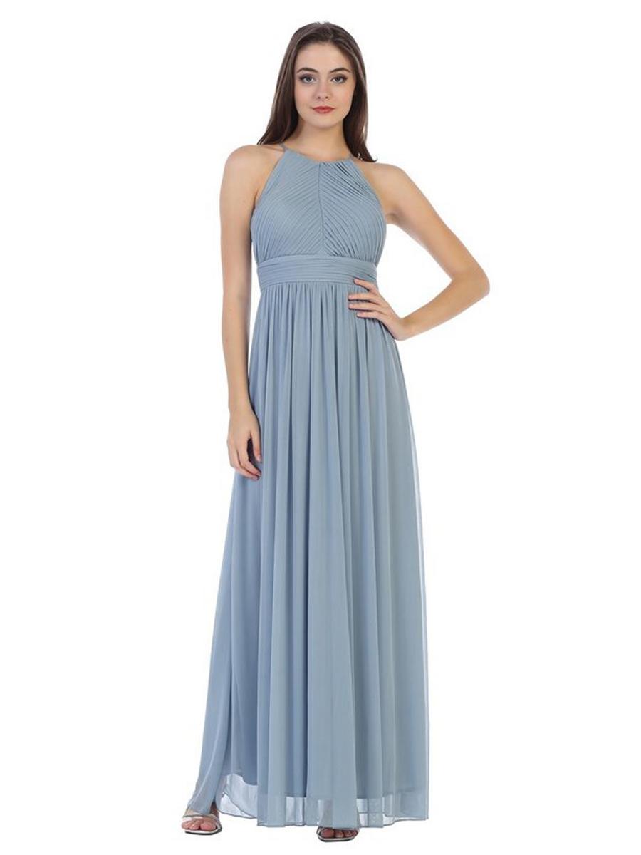 CINDY COLLECTION USA - Pleated Chiffon Halter Neck Gown