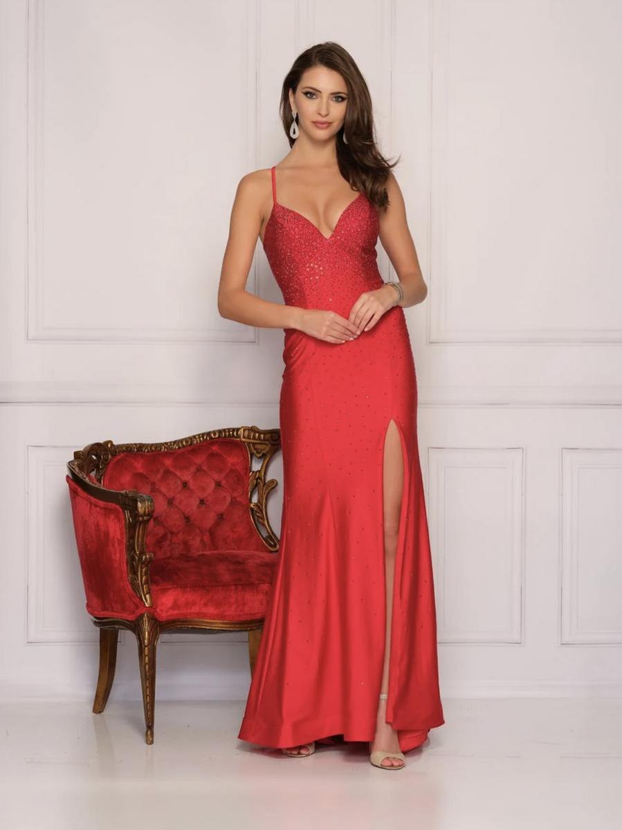 Dave and Johnny - Fitted Jersey Gown Hot Stoned Detail A10579