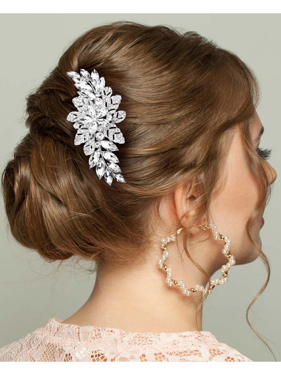 WONA TRADING INC - Marquise Flower Stone Embellished Hair Comb
