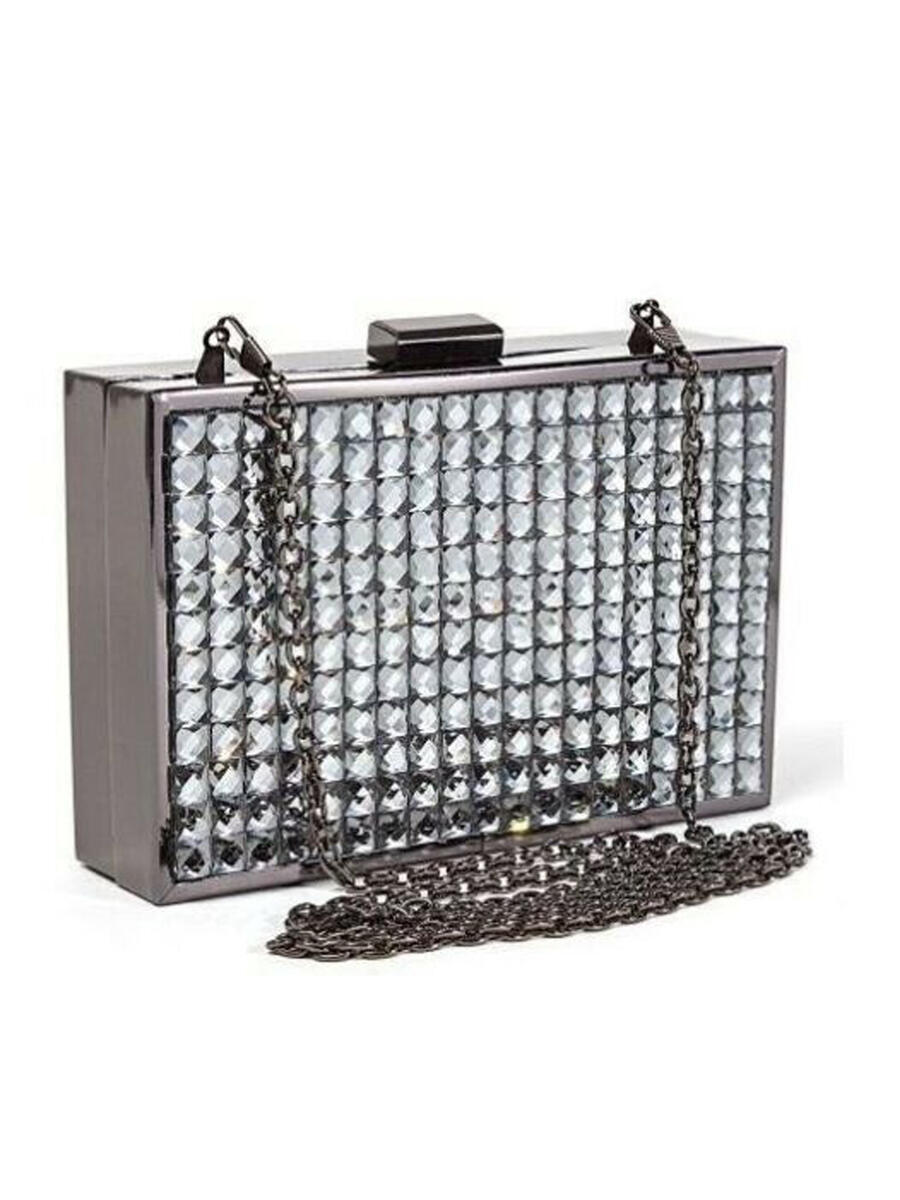 Lady Couture - Rhinestone Tile Metal Case Clutch