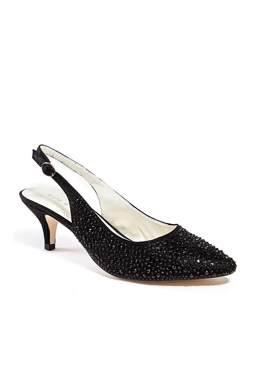 Lady Couture - Embellished Pointed Toe Slingback Pump ONYX