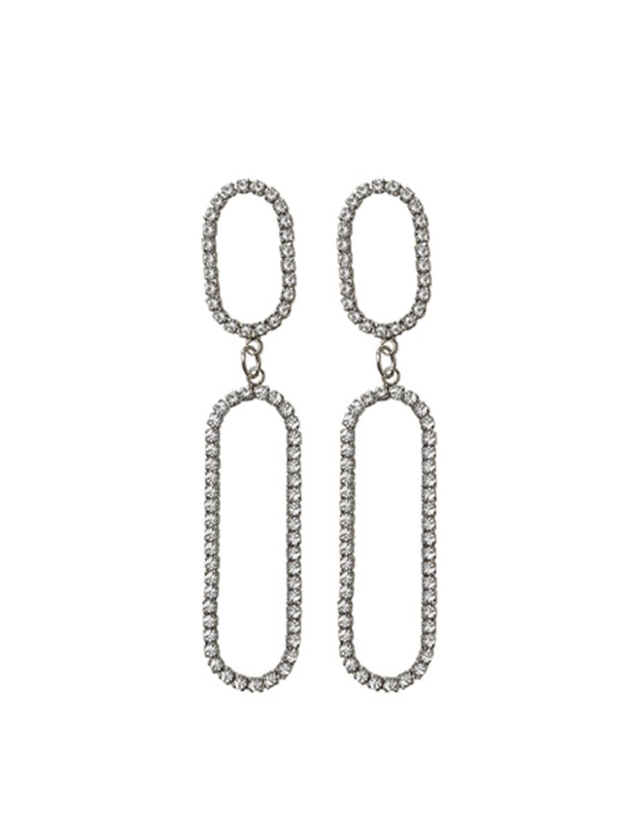 Rhinestone Chain Double Drop Earrings