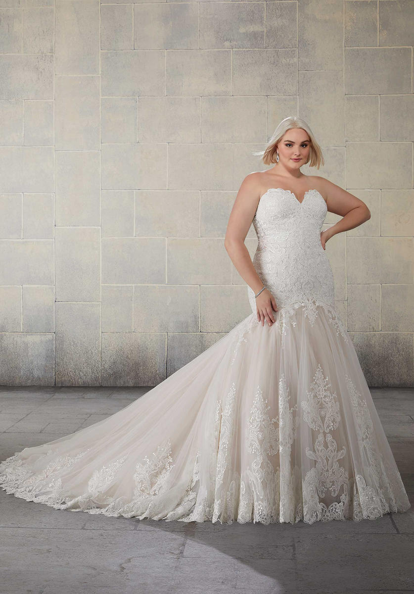Morilee - Strapless Sweetheart Lace Trumpet Bridal Gown