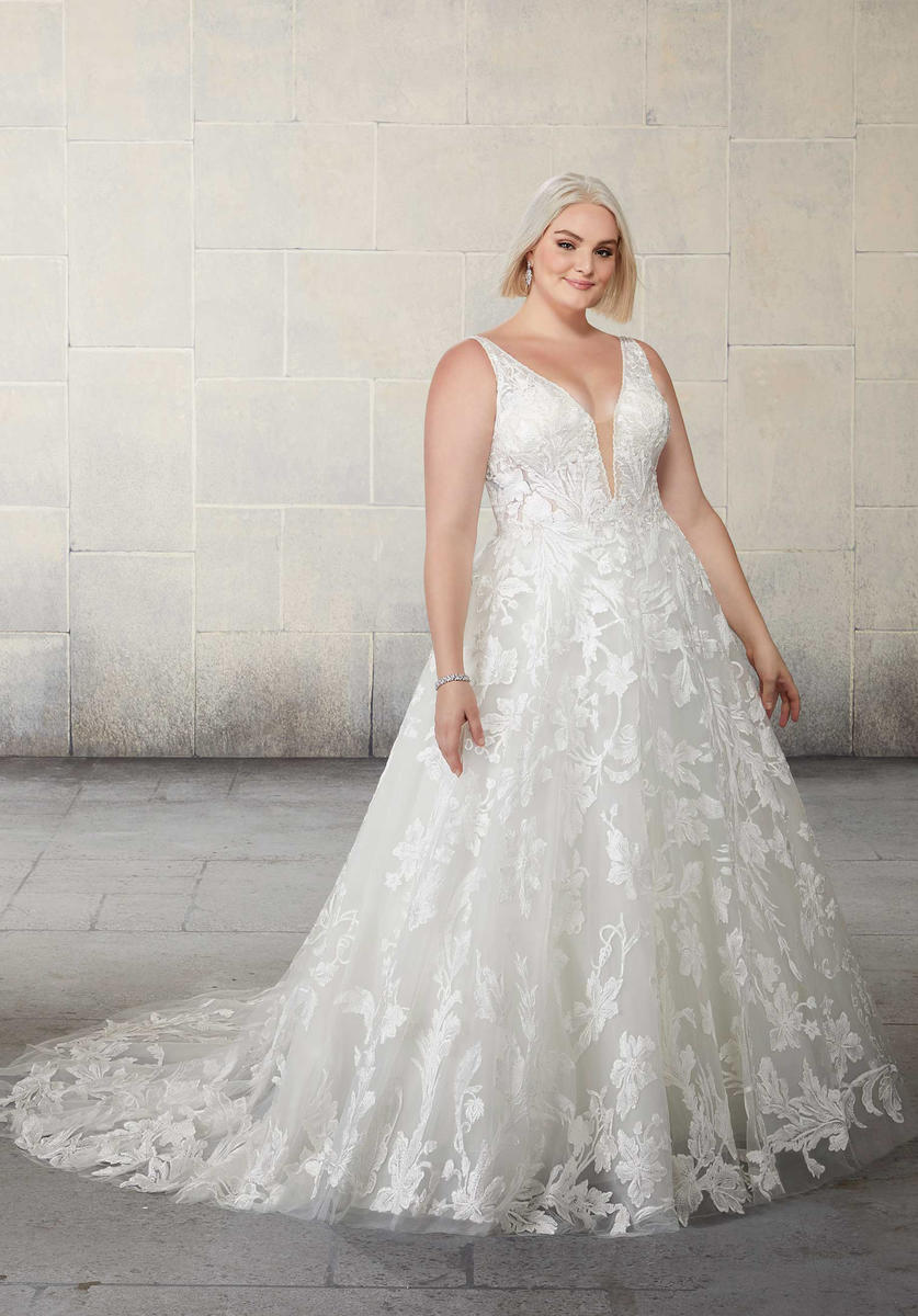 Morilee - V-Neck Lace A-line Bridal Gown 2135L