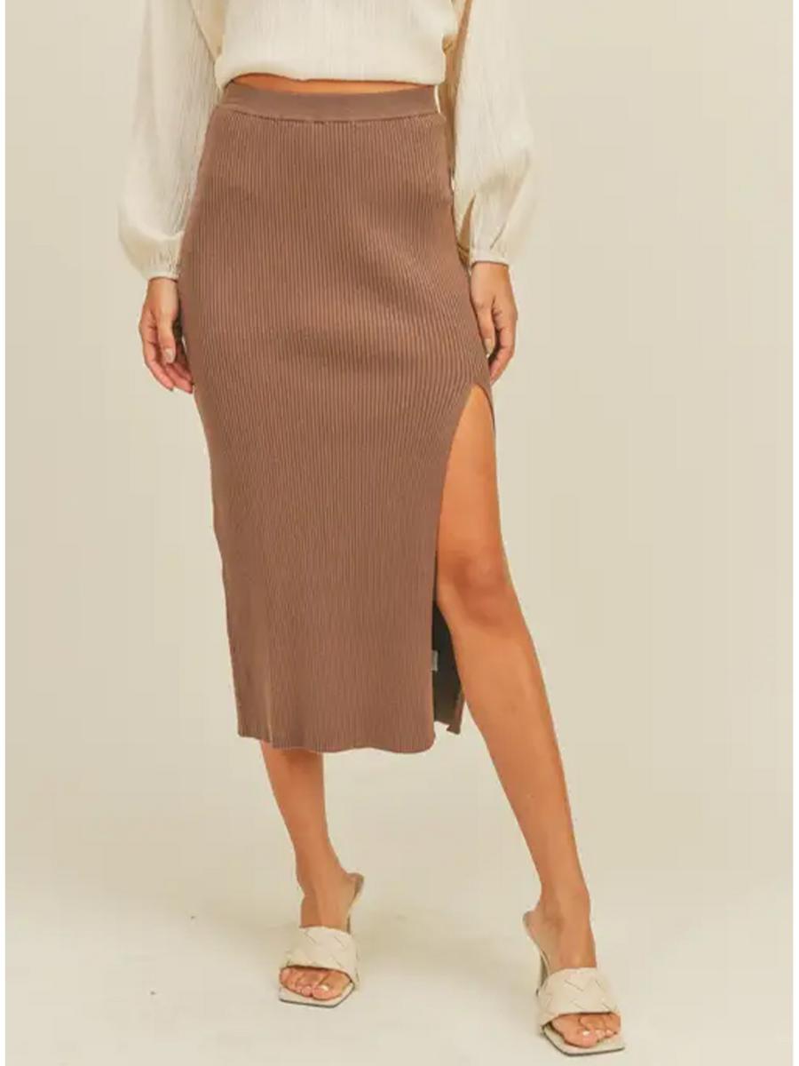 Lush - Ribbed Midi Skirt