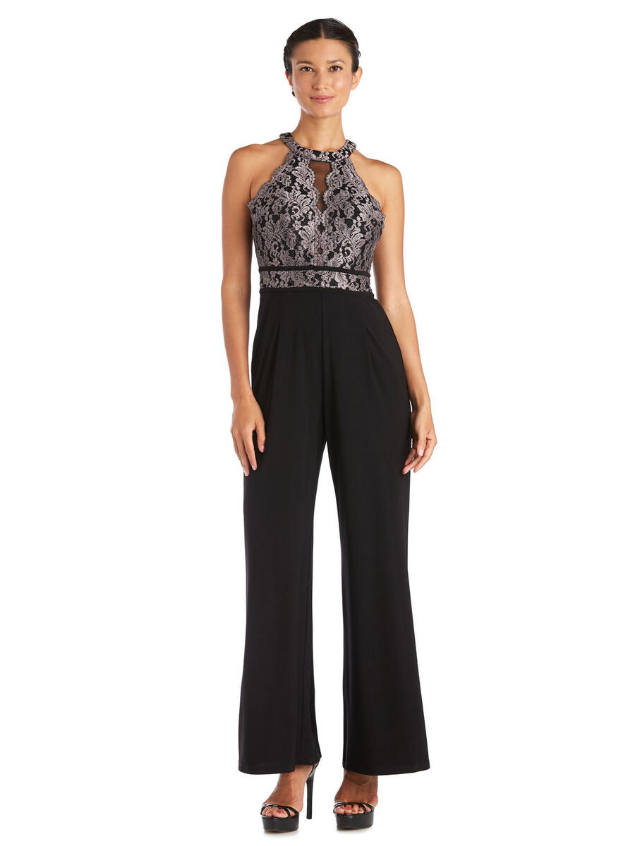 lace bodice halter jumpsuit