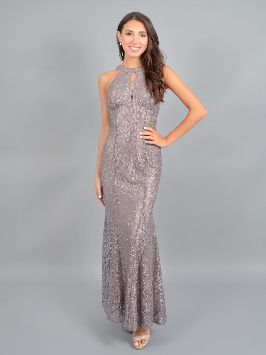 nightway lace keyhole halter gown