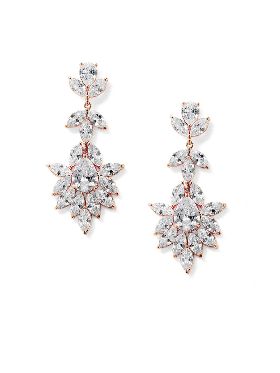 MARIELL - Plated Dangle Wedding Earrings for Brides or Bride 4620E