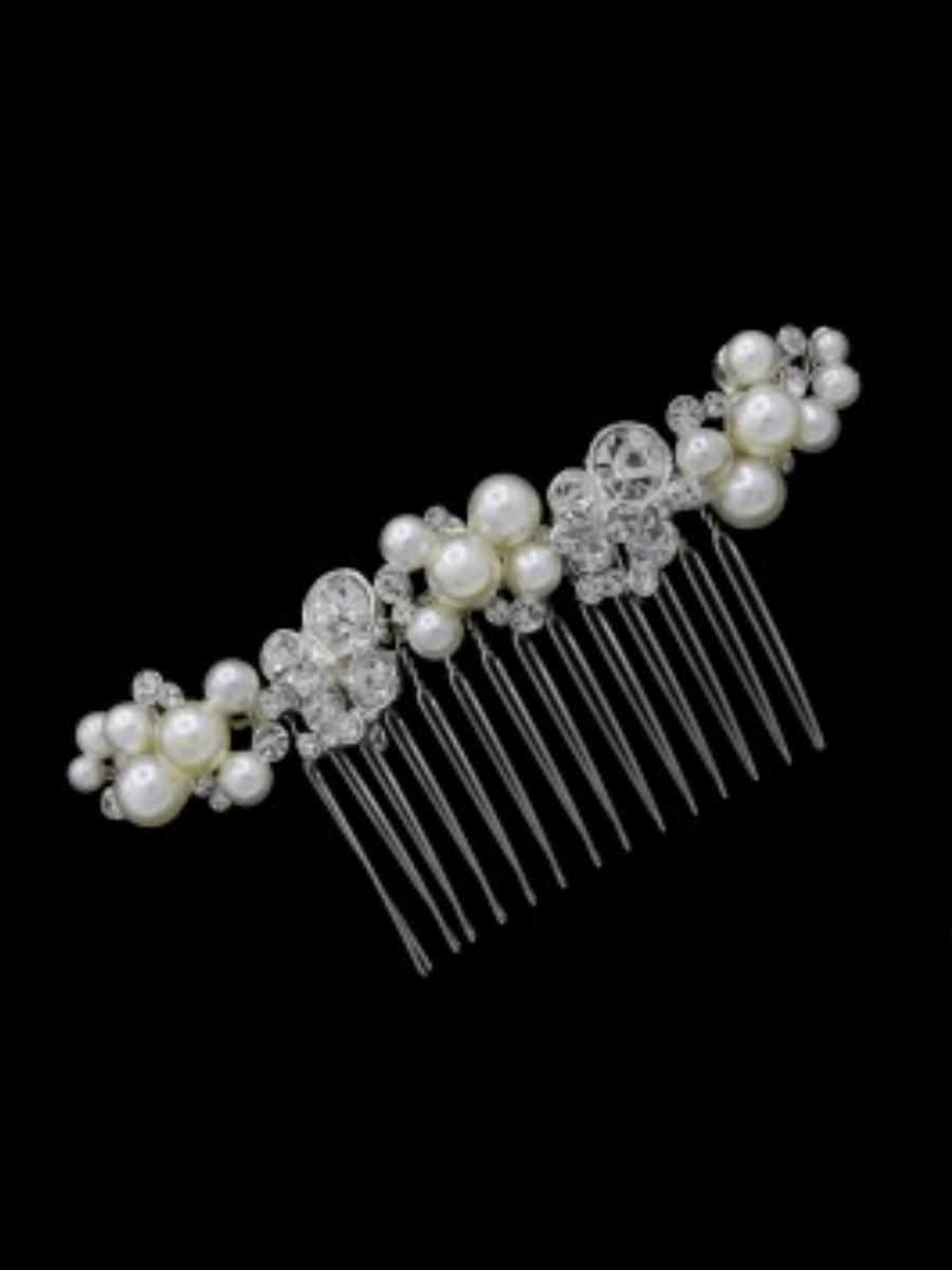 DS BRIDAL    DAE SUNG . - Crystal Pearl Comb R5-7485