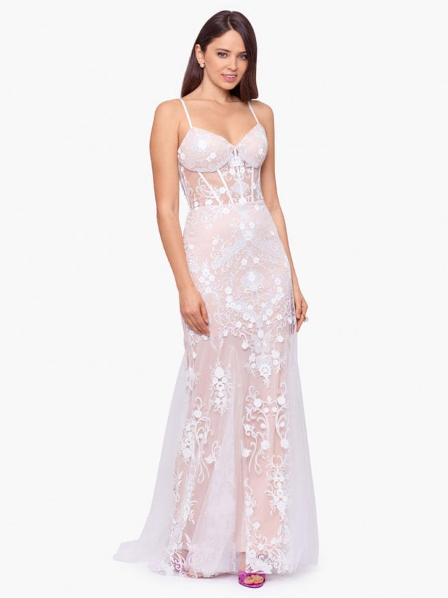 BLONDIE NITE - Long Lace Illusion Corset Gown