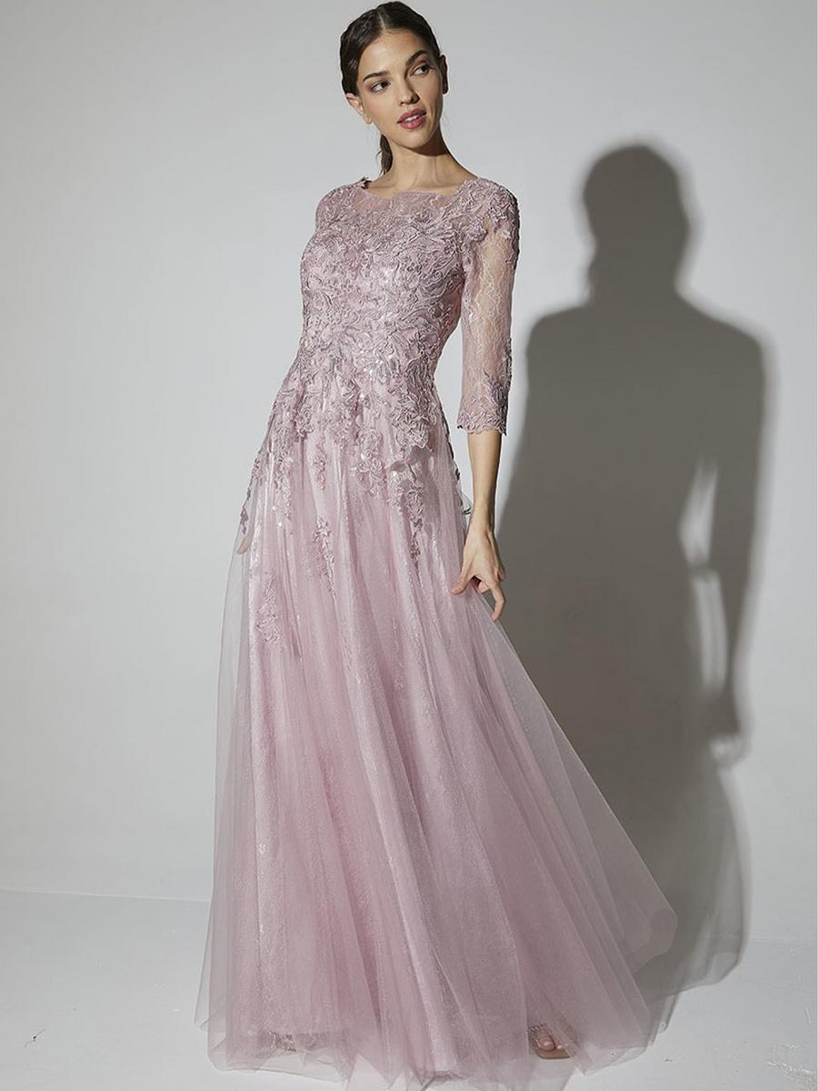 Fashion Eureka - Tulle 3/4 Sleeve Embroidered Gown 9660