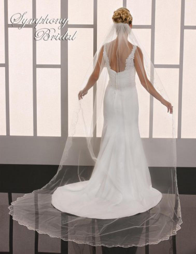 Symphony Bridal - 1 TIER CATHEDRAL W/BEADED EDGE