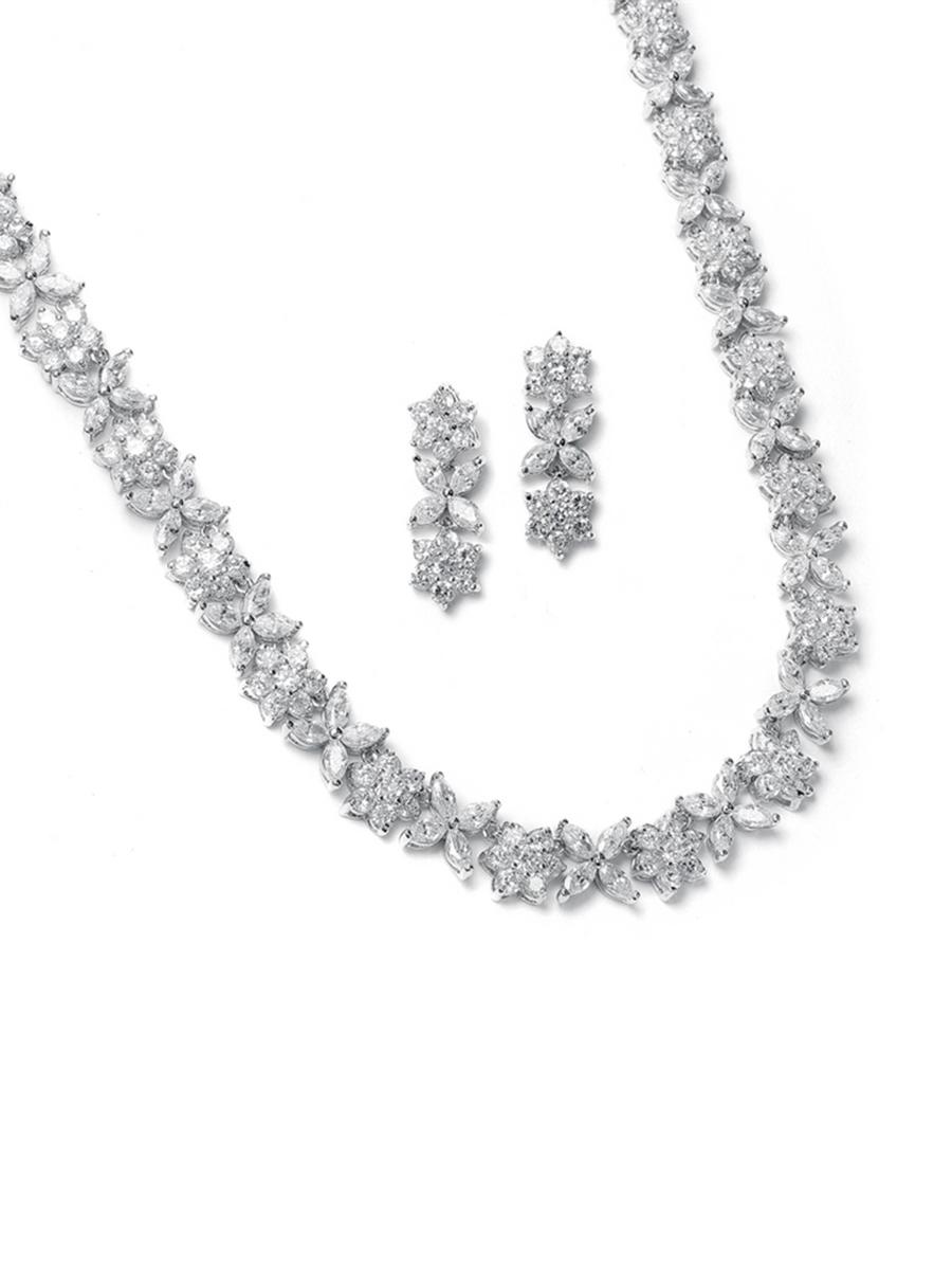 MARIELL - Cubic Zirconia Necklace With Marquis