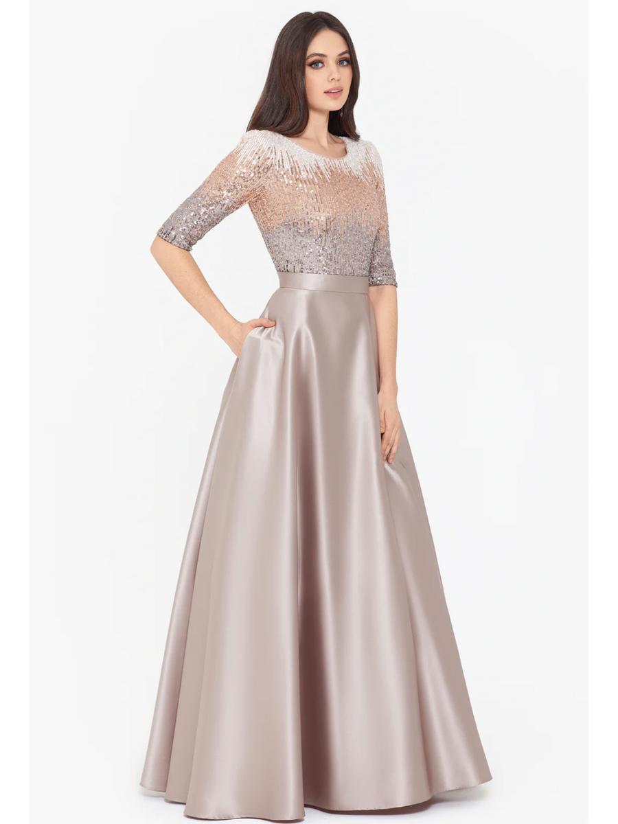 Betsy & Adam, Ltd. - 3/4 Sleeve Sequin Bodice Gown A23874