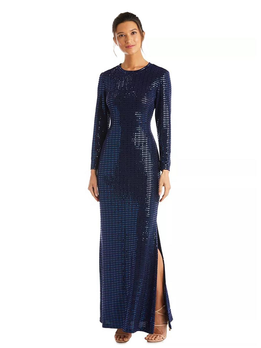 MORGAN & CO - Long Sleeve Metallic Gown 12839