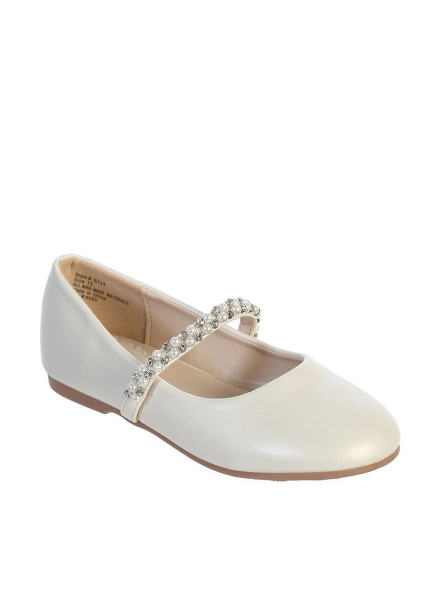 TIP TOP childrens - Leather Flat With Rhine Pearl Strap