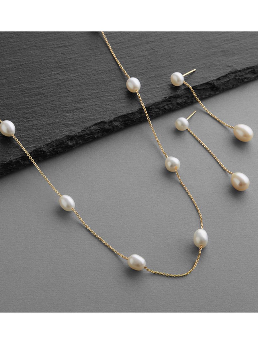 MARIELL - Freshwater Floating Pearl Necklace And Earring 4673SET