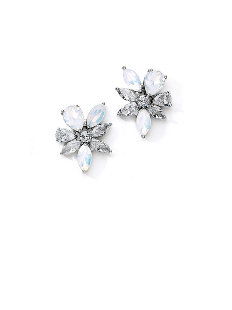 MARIELL - Cubic Zirconia and Opal Starburst Wedding Earrings