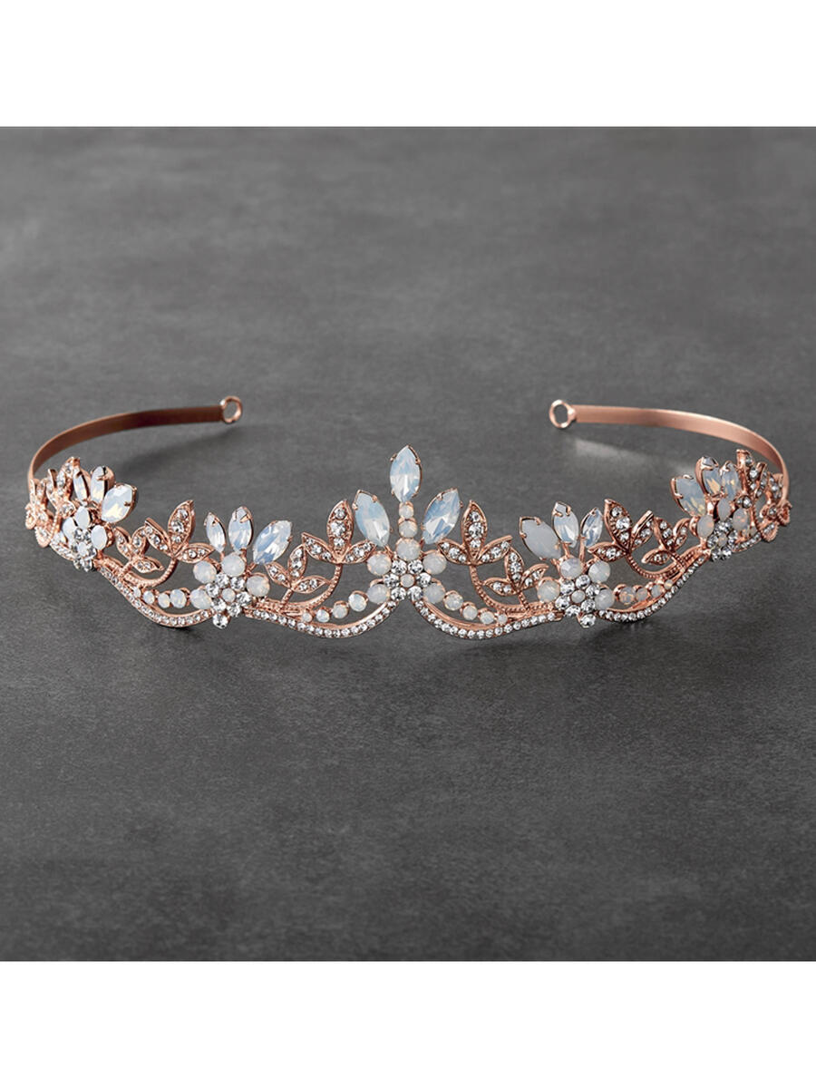 MARIELL - Crystal Silver Bridal Tiara Wedding Crown with Wav 4619T