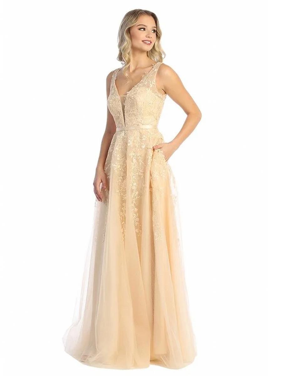 CINDY COLLECTION USA - Tulle Embroidered Gown 50436