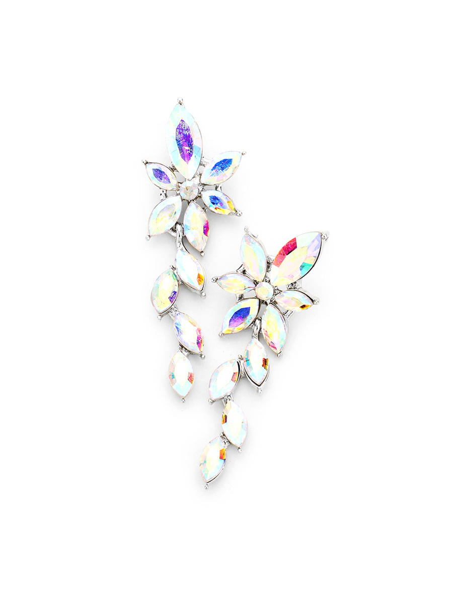 WONA TRADING INC - Marquise Glass Crystal Flower Drop Evening Earrin EVE1316