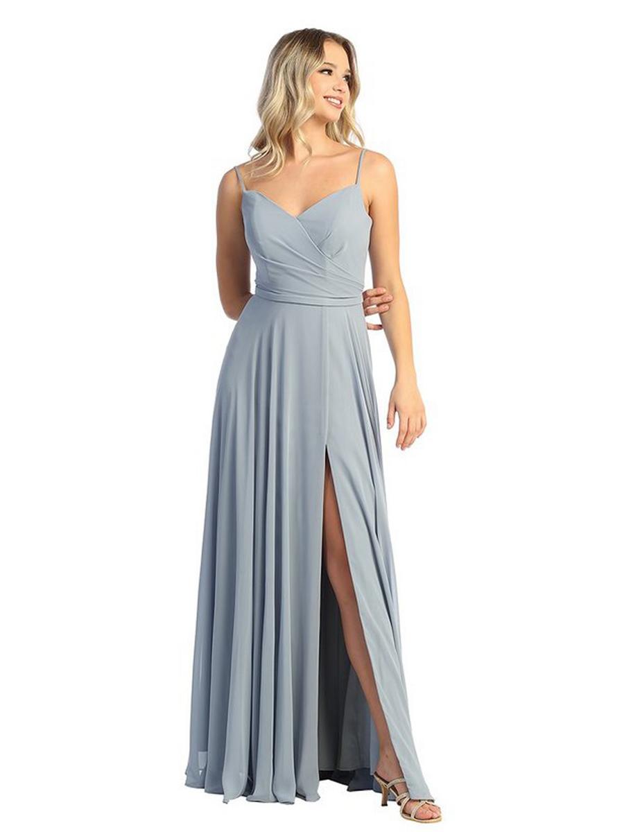 CINDY COLLECTION USA - Chiffon Aline Gown SIde Slit 1711