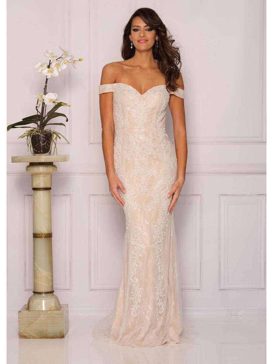 Dave and Johnny - Lace Off the Shoulder Gown A10321