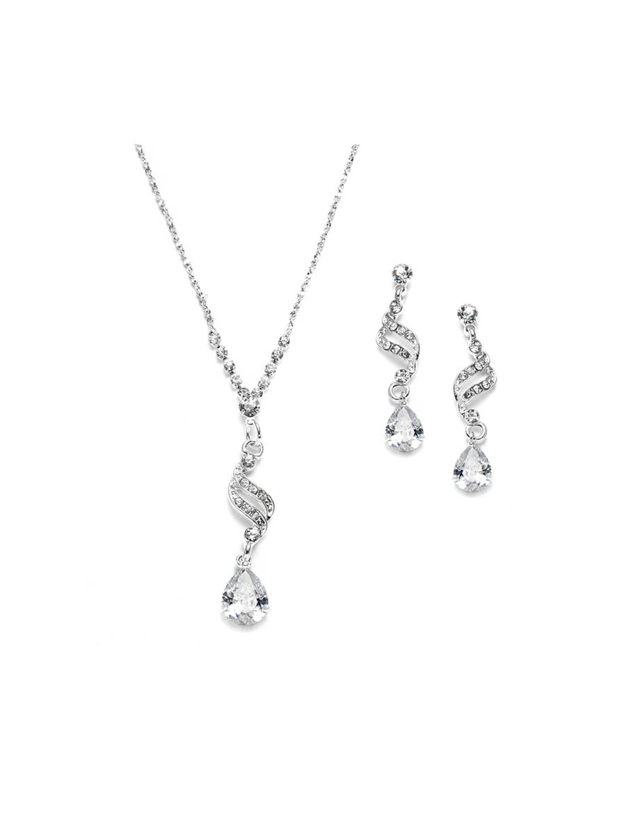 MARIELL - CZ Teardrop Necklace & Earrings Set